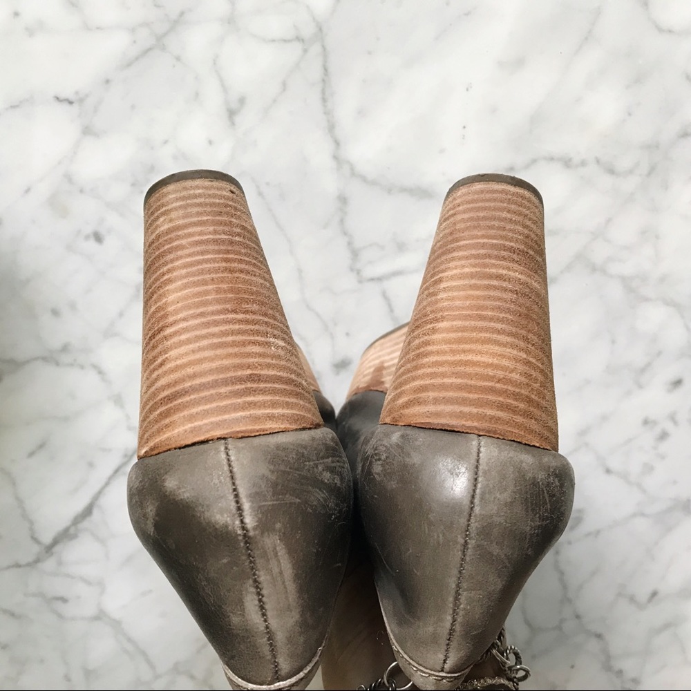 Lucky Brand Gray Brown Laila Leather Wedge Heels - Picture 4 of 8